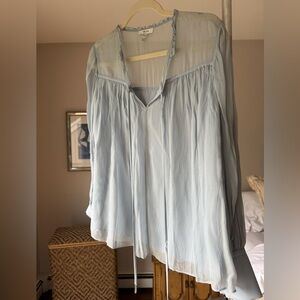 Reiss Light Blue Sheer Blouse (size 4)